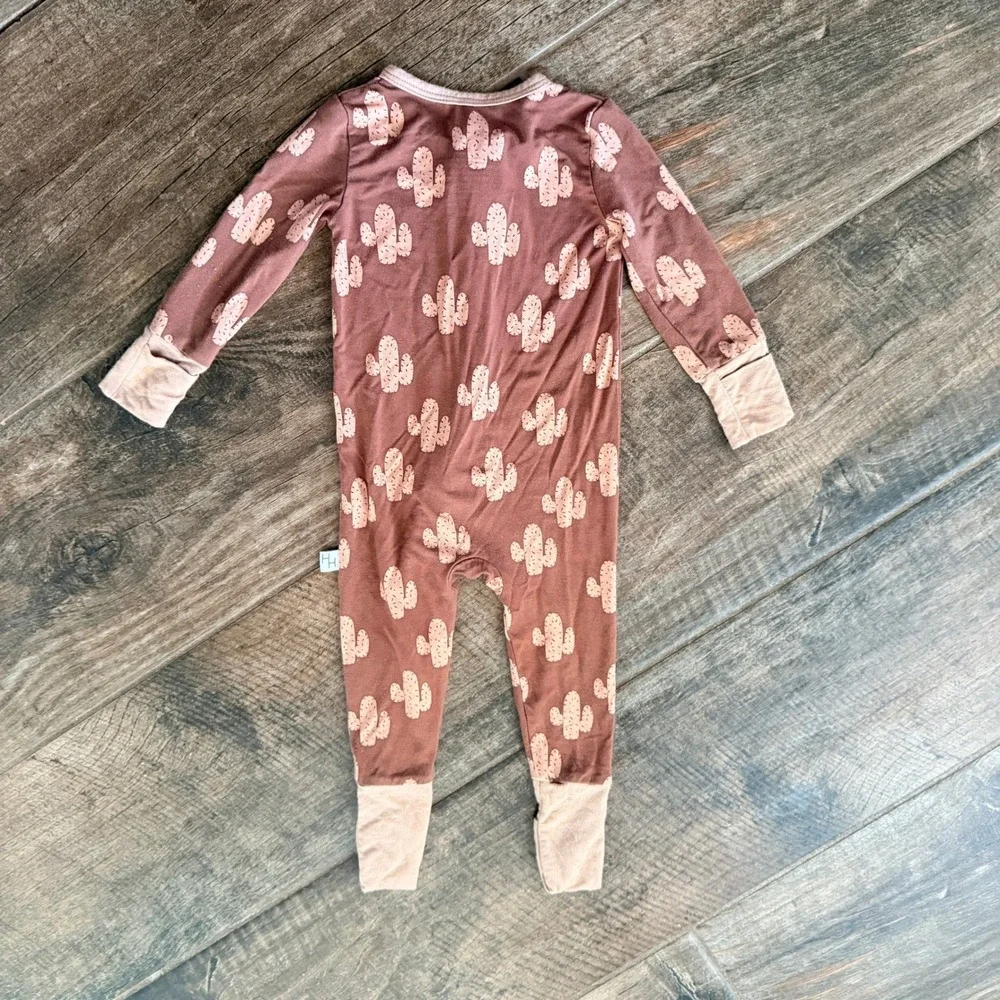 House of Henry Baby Bamboo Cactus Loveralls Jammy Sleeper, Clay Brown, 3-6 mo